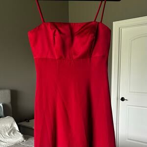 Alfred Angelo Red empire waist knee length flowy dress front boning support